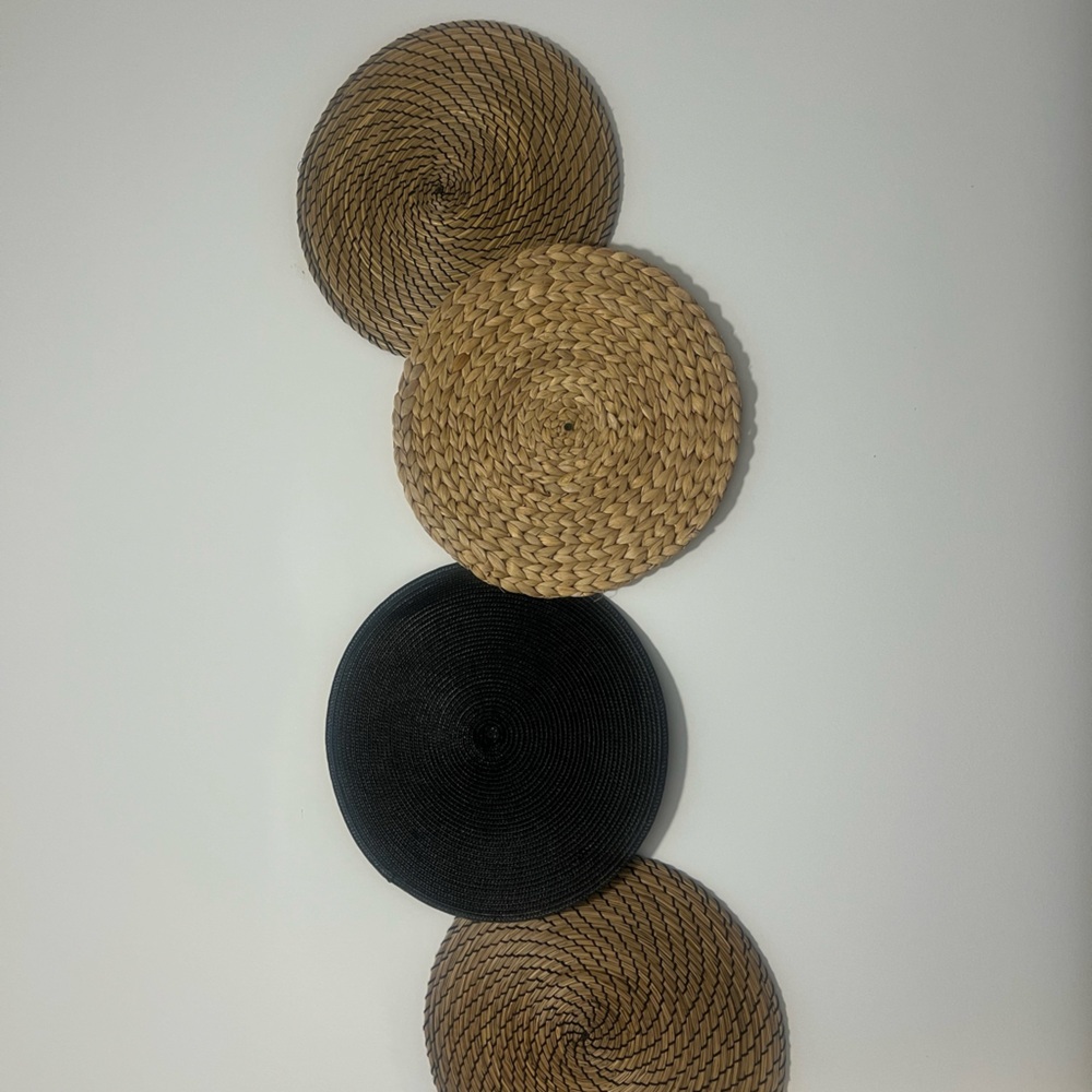Woven Wall Decor Set in Black and Tan